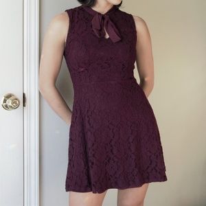 Burgundy/maroon Lace Skater Dress